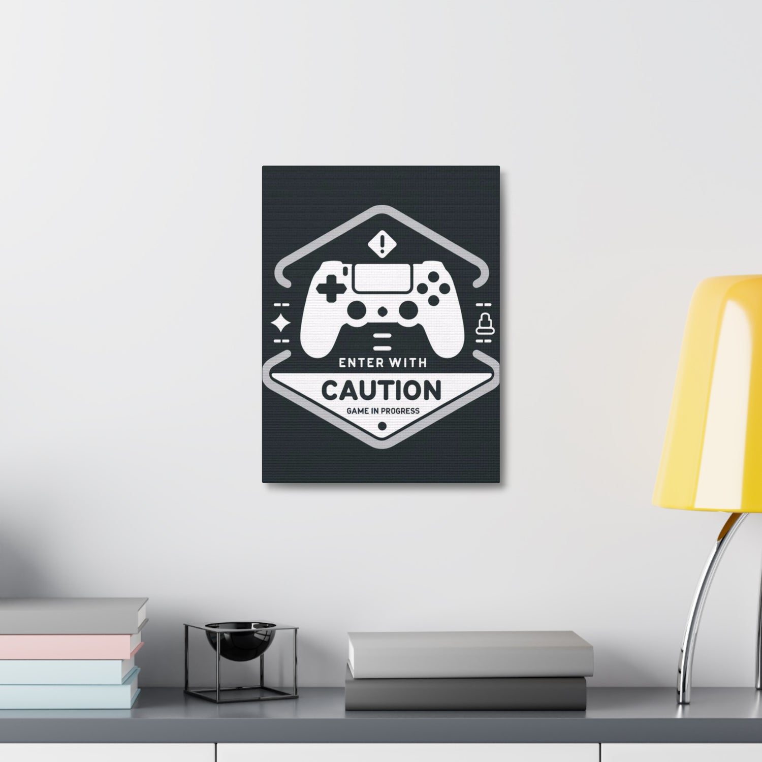 Enter With Caution: Game In Progress Canvas - Careless Creations